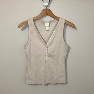 CLOSING SALE! 
Tan H&M ribbed tank top with button accents, size small, v-neck
